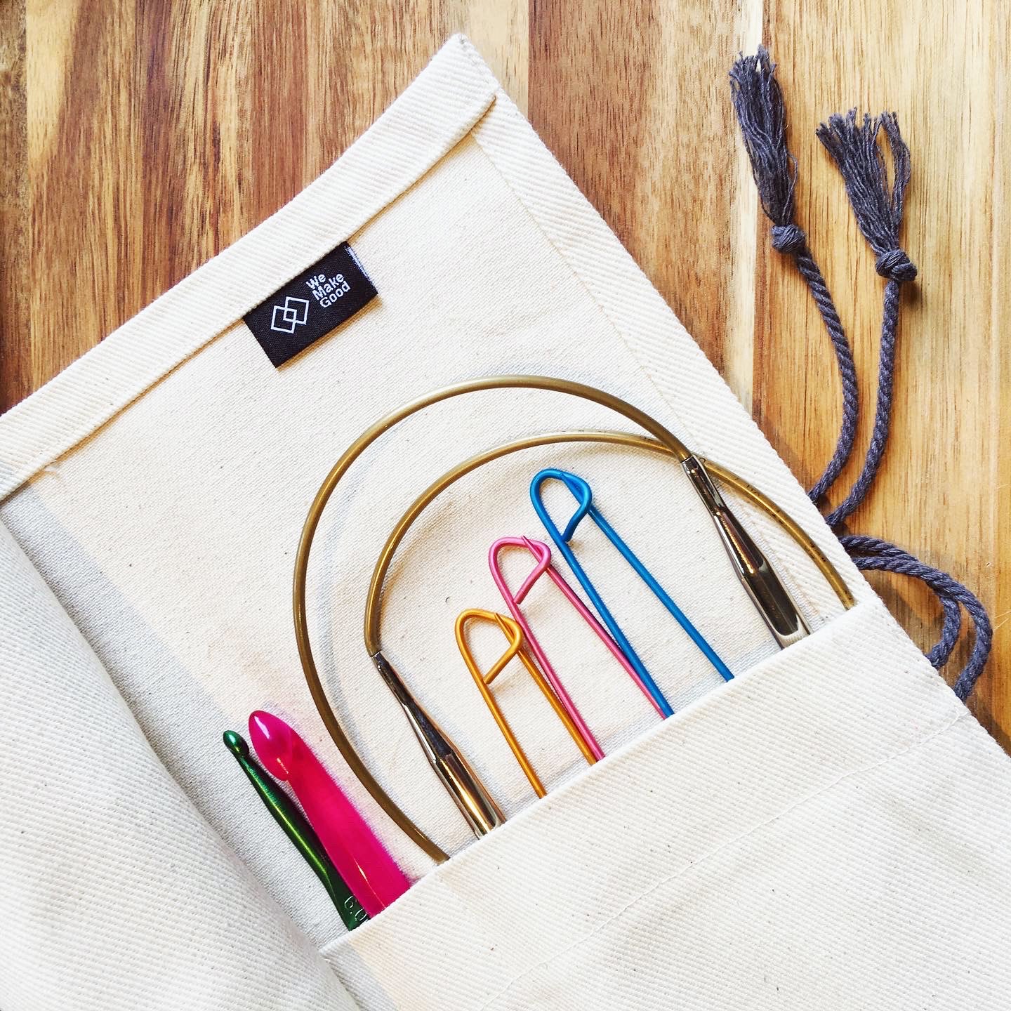 canvas pencil case knitting needle holder