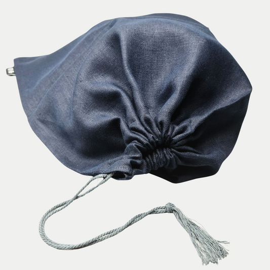 Irish Linen Drawstring Bag - Deep Blue