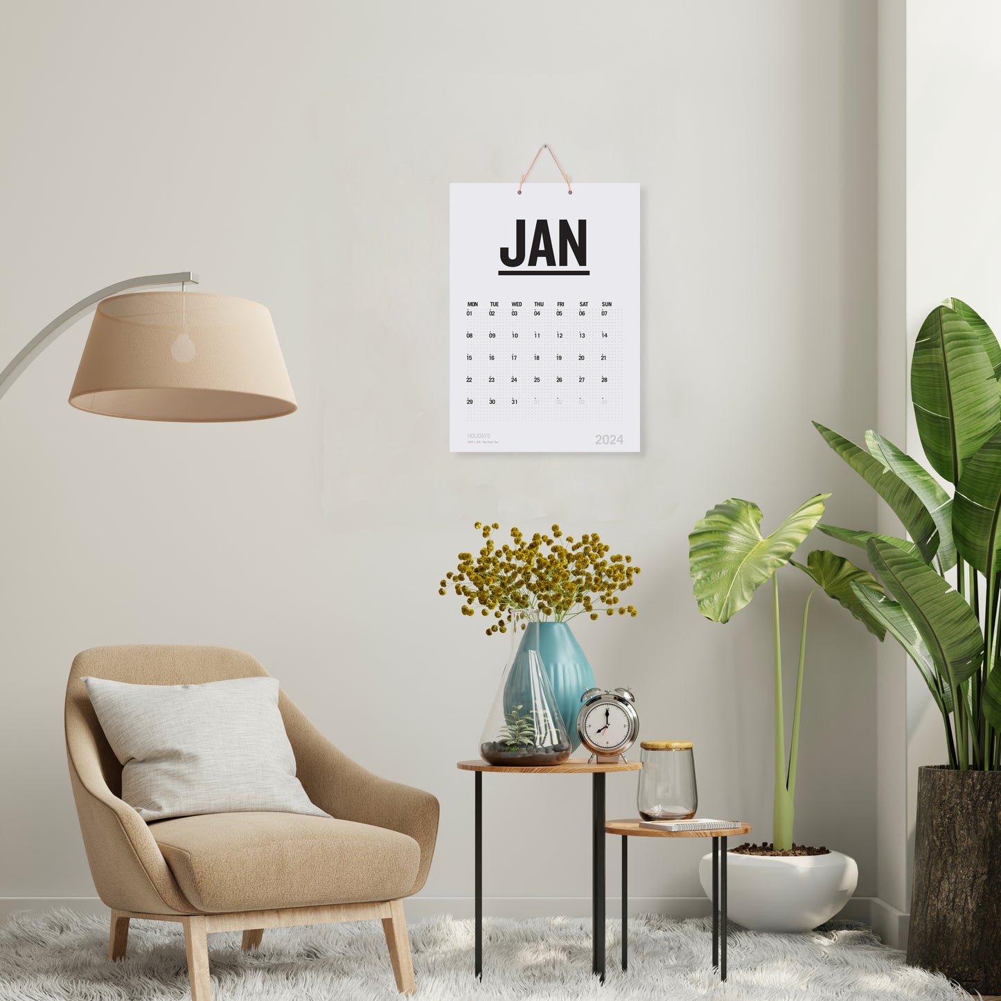 Yearly Wall Calendar 2024