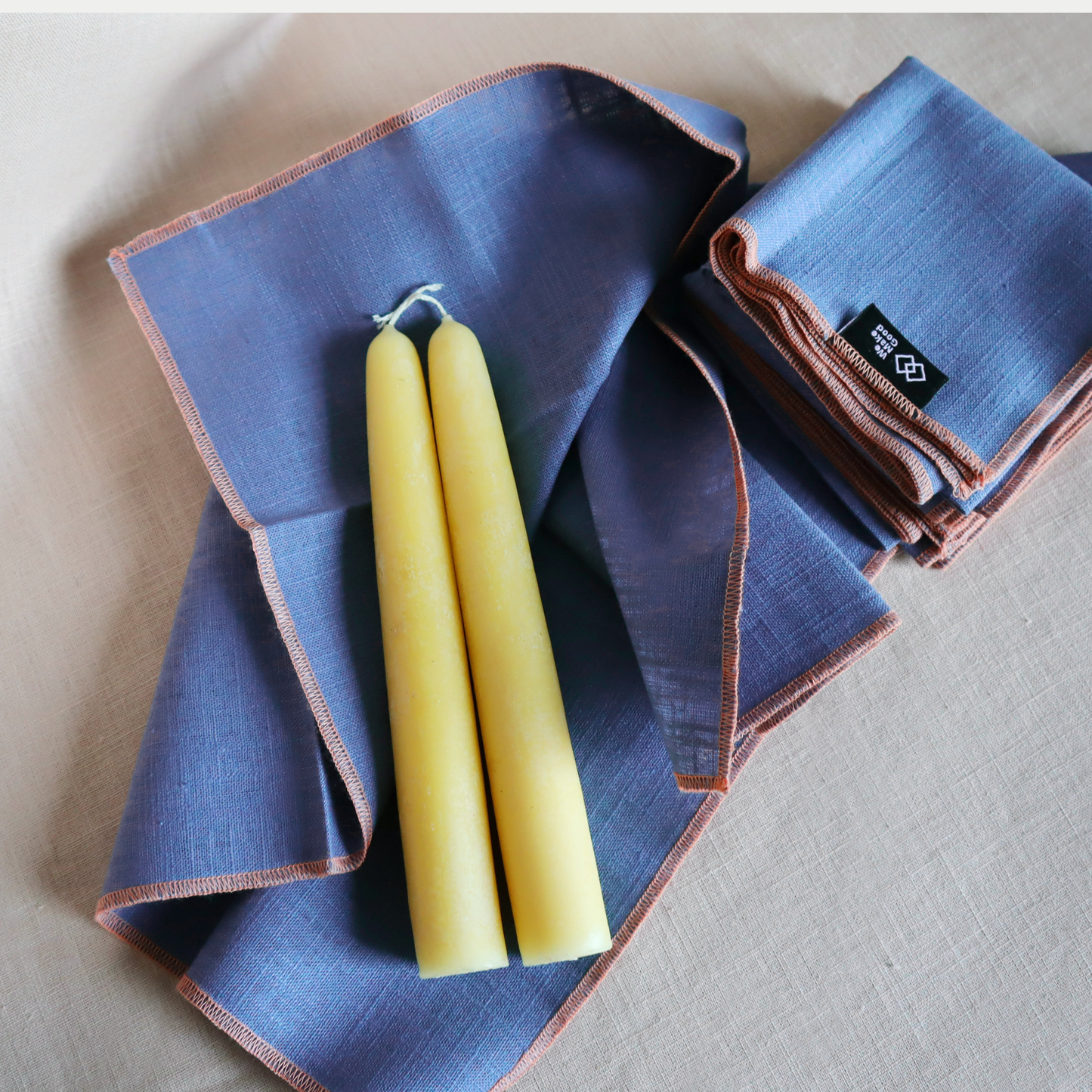 Linen Napkin & Beeswax Candles Dining Gift Set