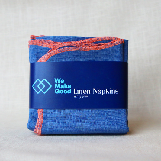 Blueberry Scalloped Linen Napkins