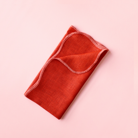 Peach Scalloped Linen Napkins