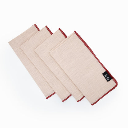 Linen Colourful Edge Napkins - Set of 4