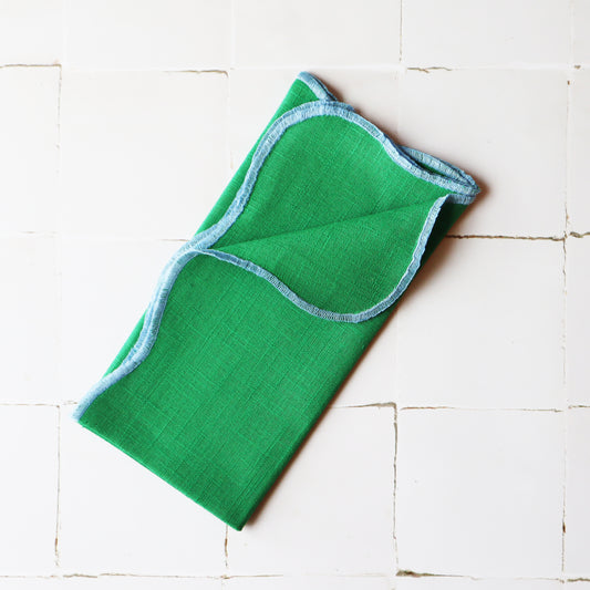 Emerald Scalloped Linen Napkins