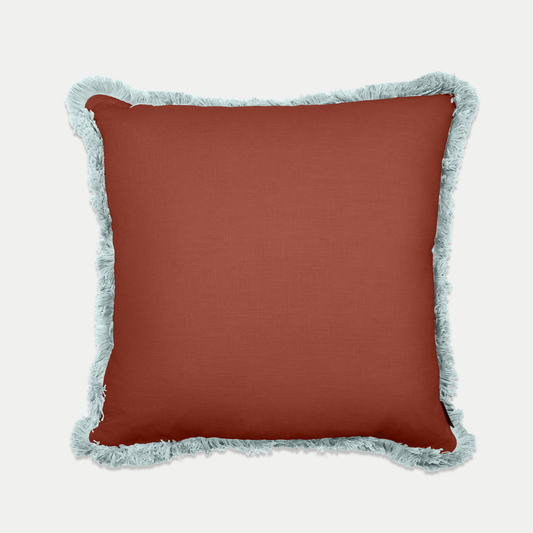 Periwinkle & Rust Fringe Cushion