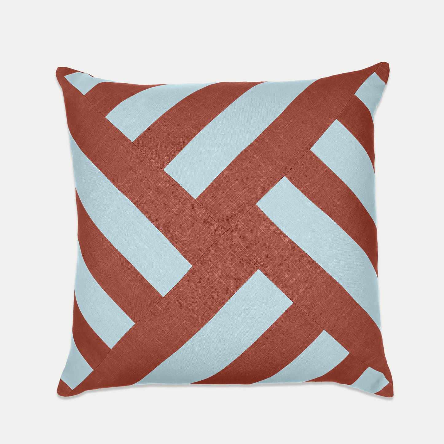 Periwinkle & Rust Patchwork Cushion
