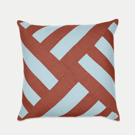 Periwinkle & Rust Patchwork Cushion