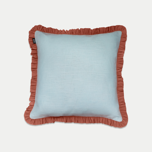 Periwinkle & Rust Frill Cushion