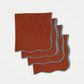 Cinnamon & Baby Blue Scalloped Linen Napkins