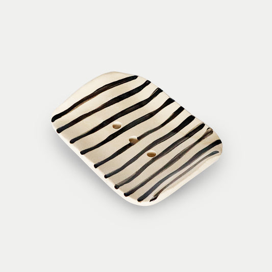 Striped Ceramic Soap Dish