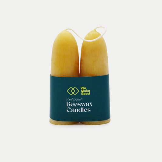 Dipped Beeswax Long Burning Candles - 2 pack, 12cm