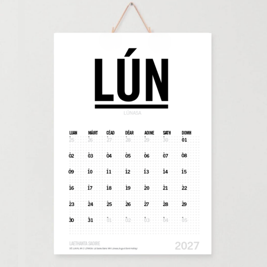 2027 Féilire as Gaeilge | Irish Monthly Wall Calendar