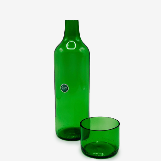 Bedside Carafe & Glass Set  - Deep Green Tint