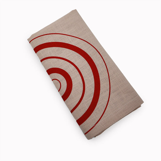 Champagne Pink &  Garnet Red Handprinted Linen Napkin Set of 2