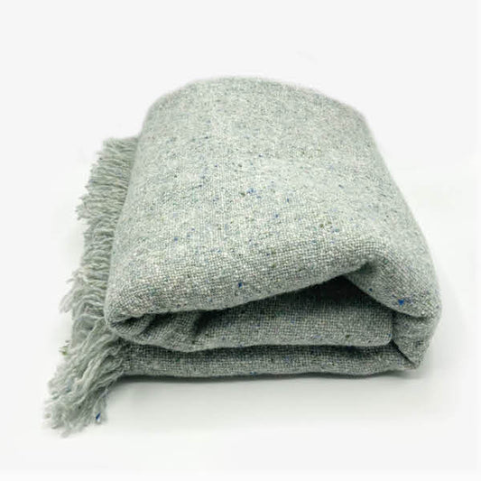Handwoven Irish Wool Blanket - Light Blue
