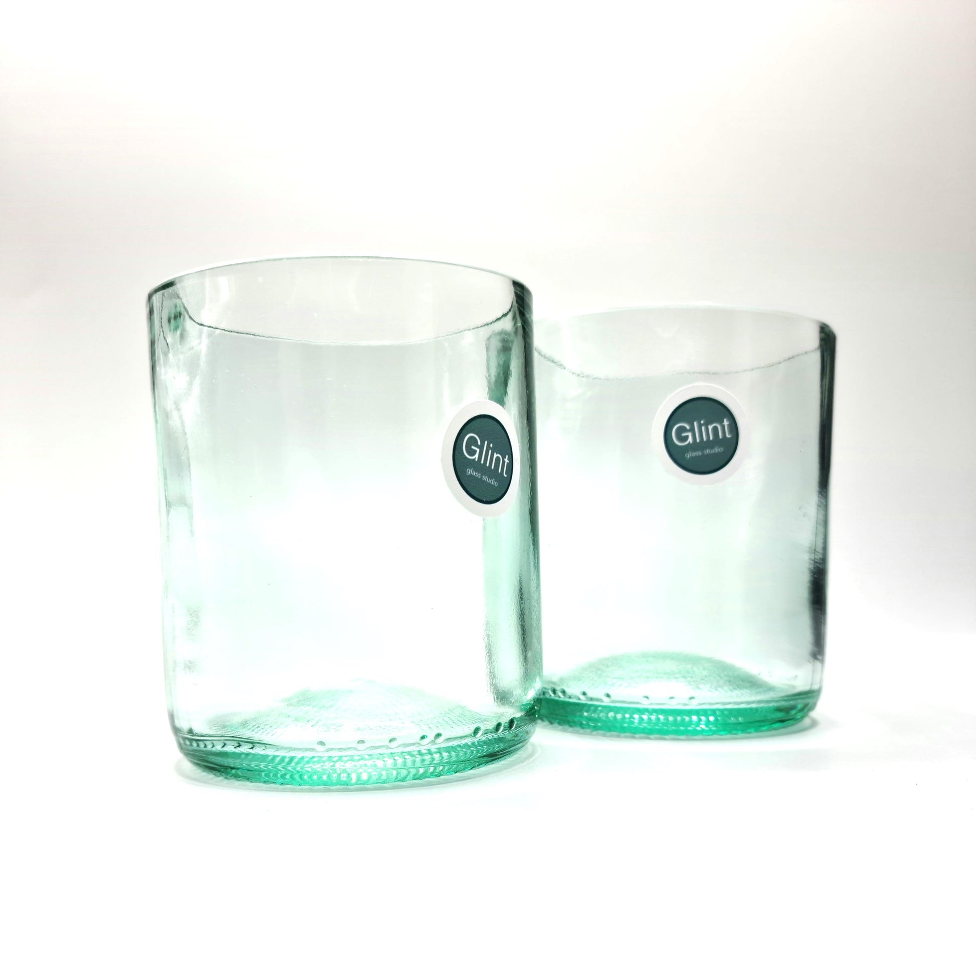 Two recycled glass tumblers